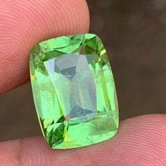 Vibrant Green Natural Peridot 11.20 Carat Cushion Cut Loose Gemstone for Ring