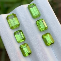 Vibrant Green Natural Peridot 8.35 Carat Emerald Cut Loose Gemstones Parcel