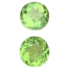 Vibrant Green Natural Peridot Round Cut 3.66 Carat Loose Gemstone Pair, Pakistan