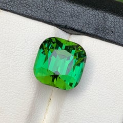 Vibrant Green Natural Tourmaline 10.36 Ct Cushion Cut Loose Gemstone for Ring