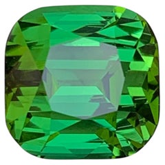 Vibrant Green Natural Tourmaline 10.36 Ct Cushion Cut Loose Gemstone for Ring