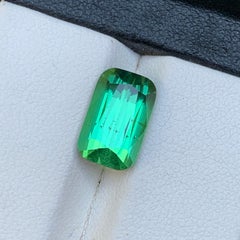 Vibrant Green Natural Tourmaline 4.61 Carat Cushion Cut Loose Gemstone for Ring
