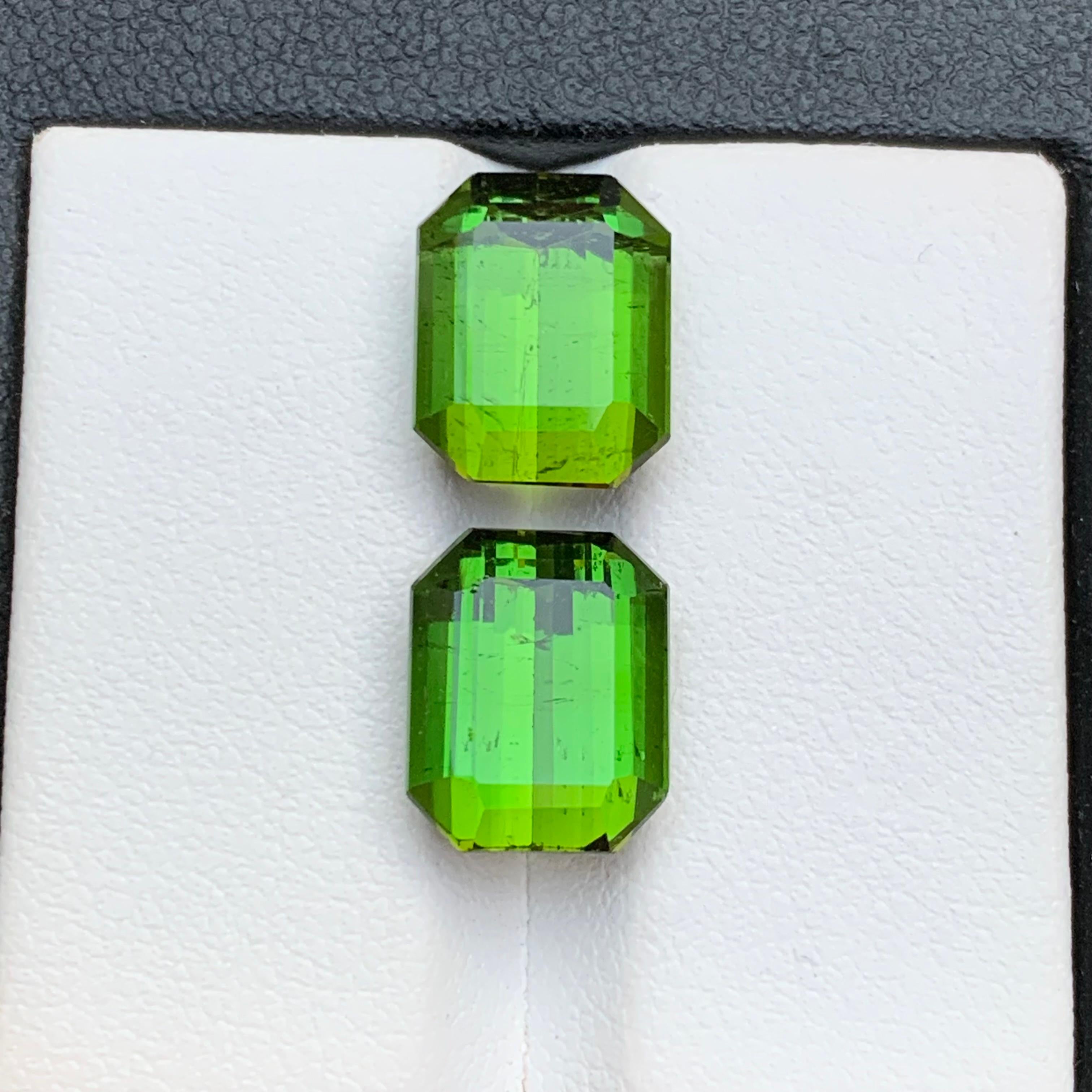 Vibrant Green Natural Tourmaline Loose Gemstone Pair for Earrings, Necklace Pendant or any other Jewelry Setting- Octagon Emerald Cut from Kunar Afghanistan!!

💎 GEMSTONE TYPE: Tourmaline
⚖️ WEIGHT: 11.35 Carats 
🪚 SHAPE & CUT: Octagon Emerald