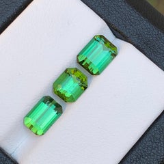 Vibrant Green Natural Tourmaline Loose Gemstones 4.30Ct Emerald Cut for Jewelry
