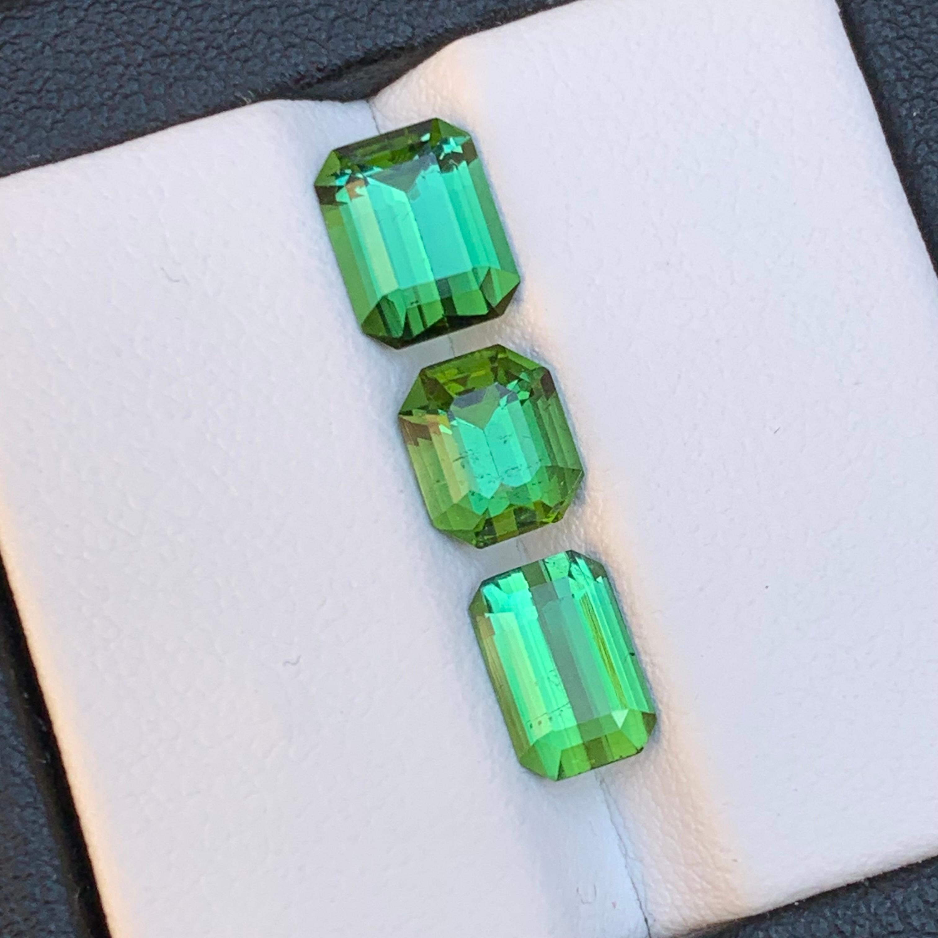Leuchtend grüner natürlicher Turmalin mit losen Edelsteinen im Smaragdschliff von 4,30 Karat für Schmuck im Angebot 2