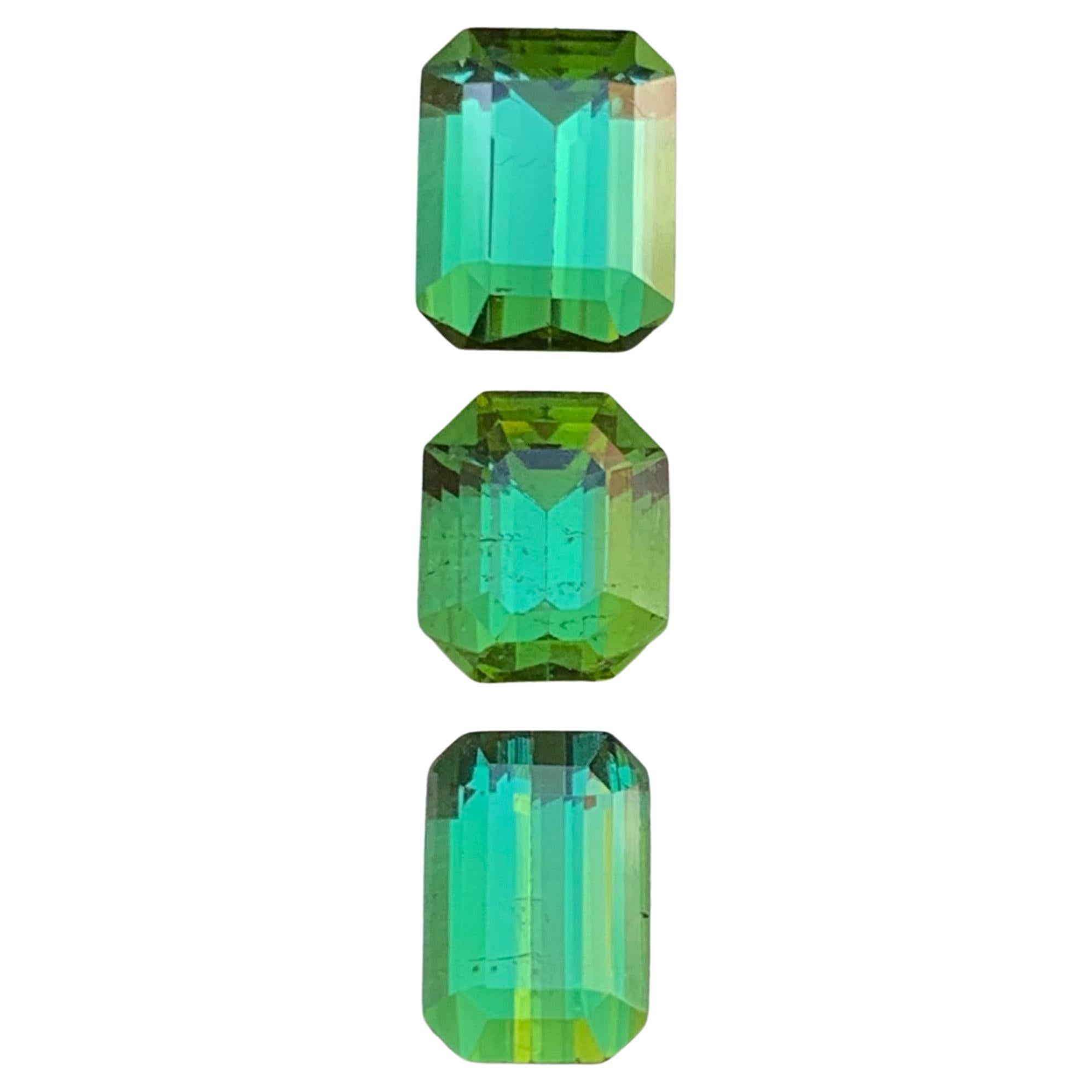 Vibrant Green Natural Tourmaline Loose Gemstones 4.30Ct Emerald Cut for Jewelry