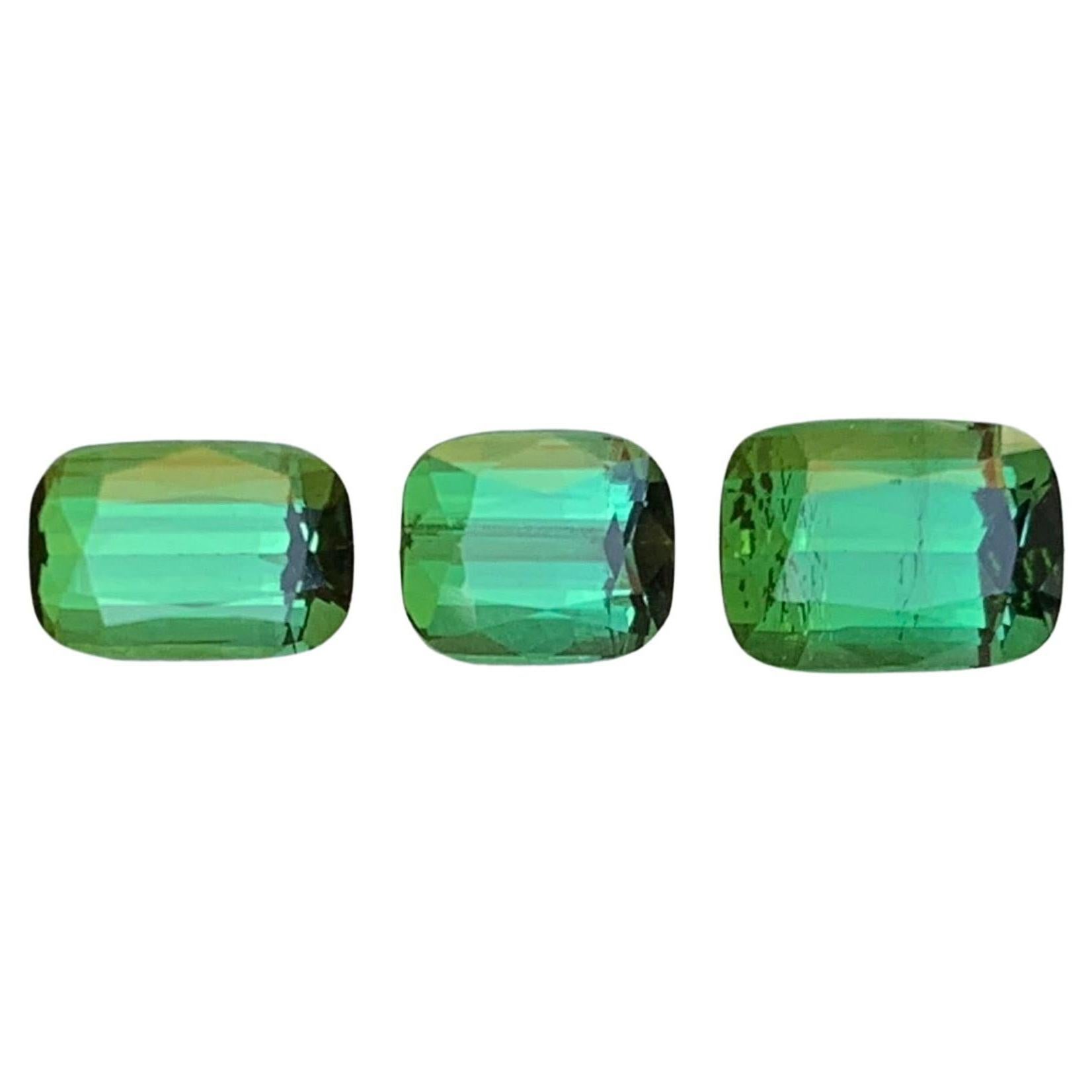 Vibrant Green Natural Tourmaline Loose Gemstones Lot for Jewelry 4.20 Ct Cushion