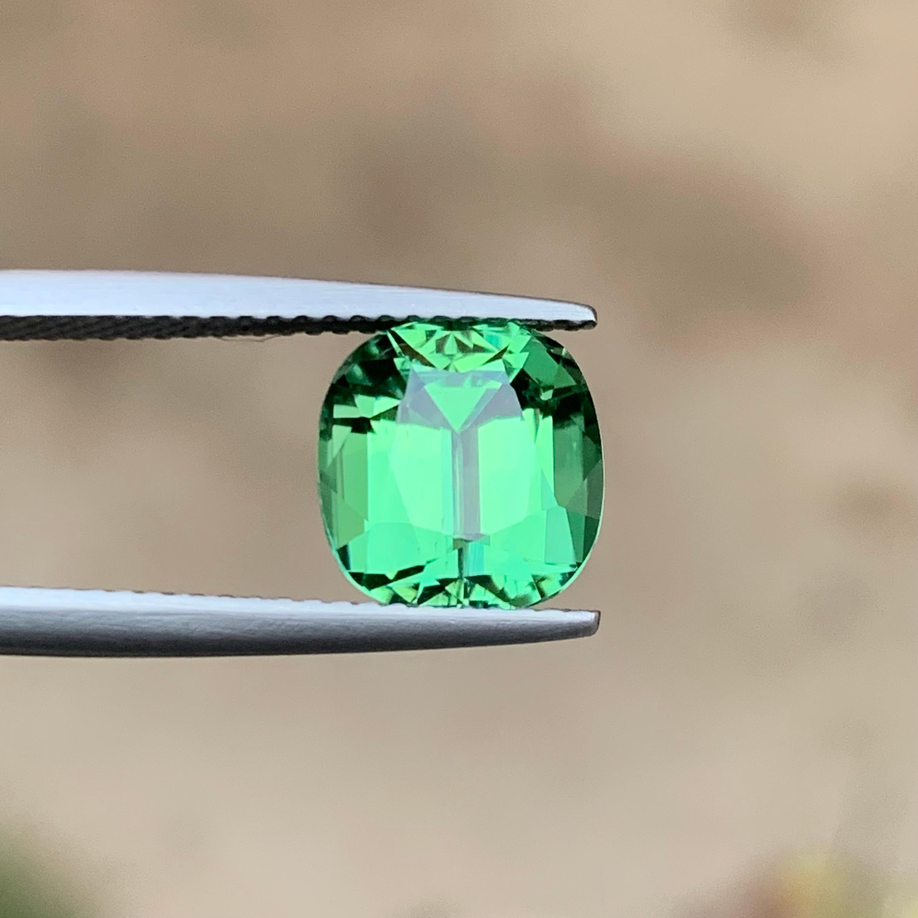 Vibrant Green Natural Turmalin Ring Lose Edelstein 3.90 Ct Cushion Cut-Schmuck im Angebot 5