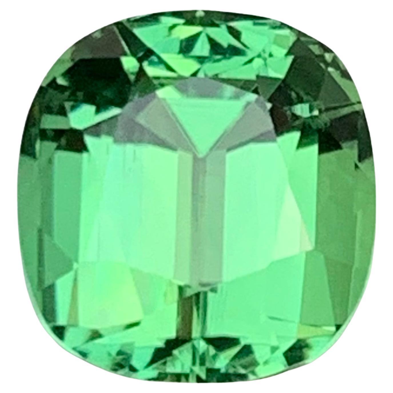 Vibrant Green Natural Tourmaline Ring Loose Gemstone 3.90 Ct Cushion Cut-Jewelry