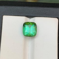Vibrant Green Natural Tourmaline Ring Loose Gemstone 5.10 Ct Cushion Cut-Jewelry