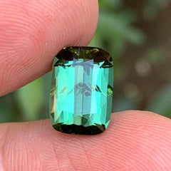 Vibrant Green Natural Tourmaline Ring Pendant Loose Gemstone 5.40 Ct Cushion Cut