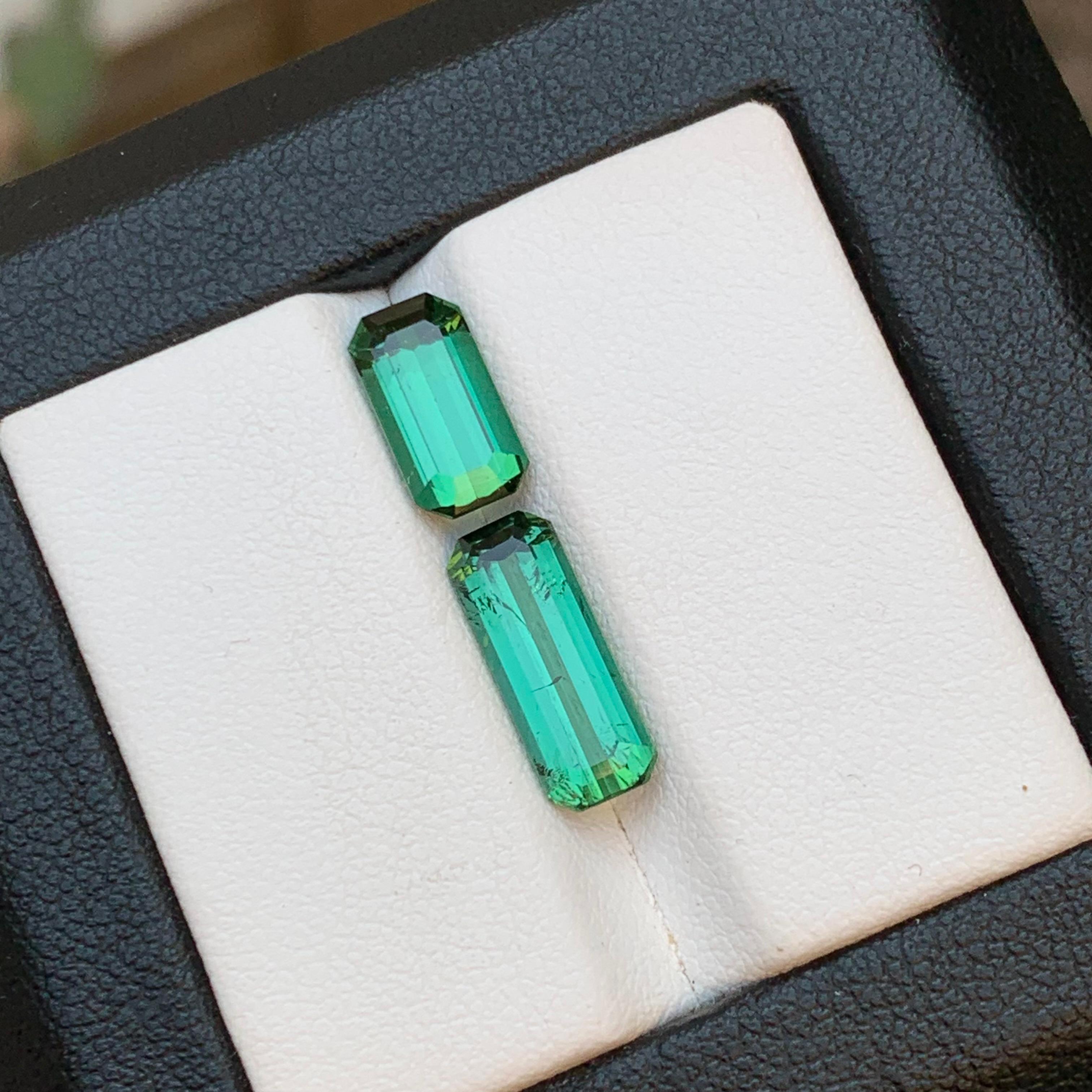 Emerald Cut Vibrant Green Natural Tourmaline Ring, Pendant Loose Gemstones 4.35 Ct-Jewelry For Sale