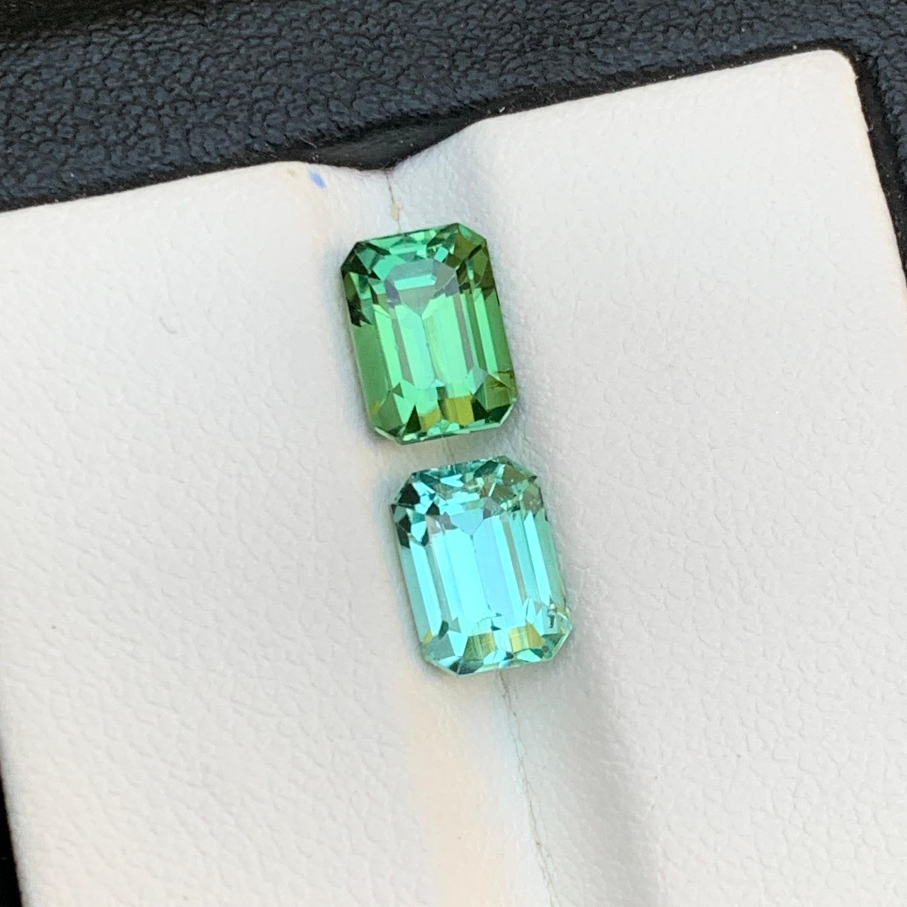 Gemas sueltas de turmalina natural verde vibrante y verde seafoam 3,90 Ct-Joyas en venta 5