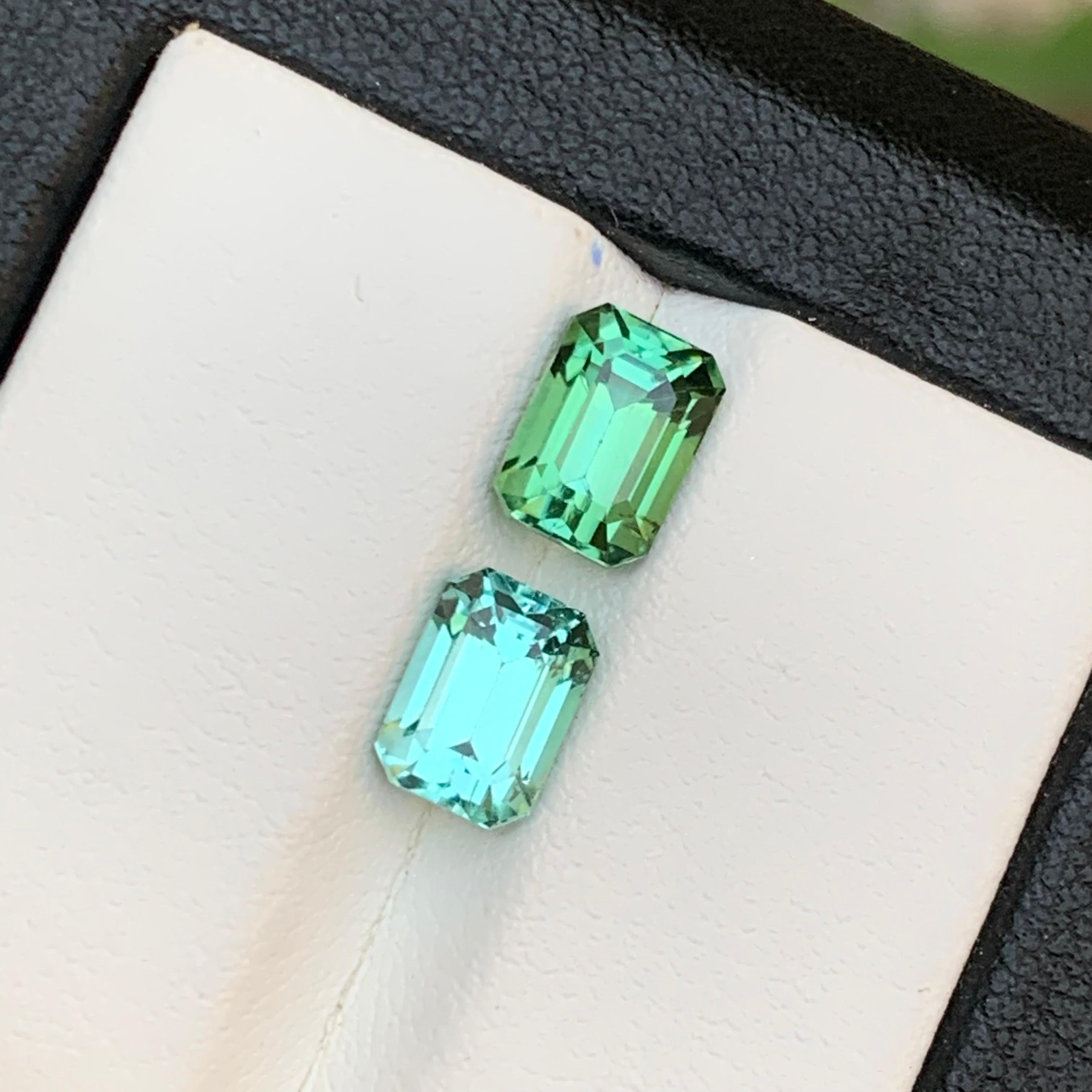 Gemas sueltas de turmalina natural verde vibrante y verde seafoam 3,90 Ct-Joyas en venta 6