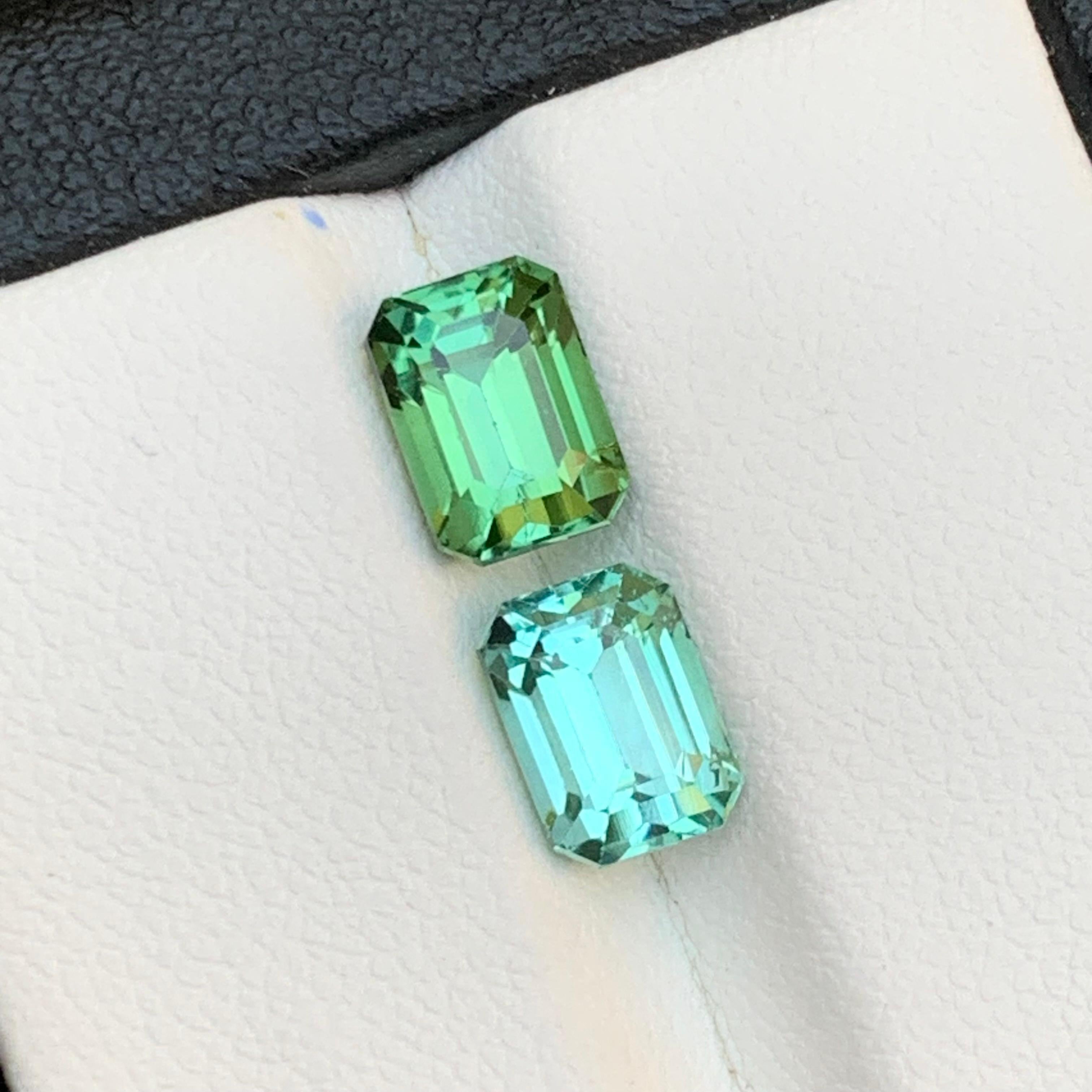 Gemas sueltas de turmalina natural verde vibrante y verde seafoam 3,90 Ct-Joyas Contemporáneo en venta