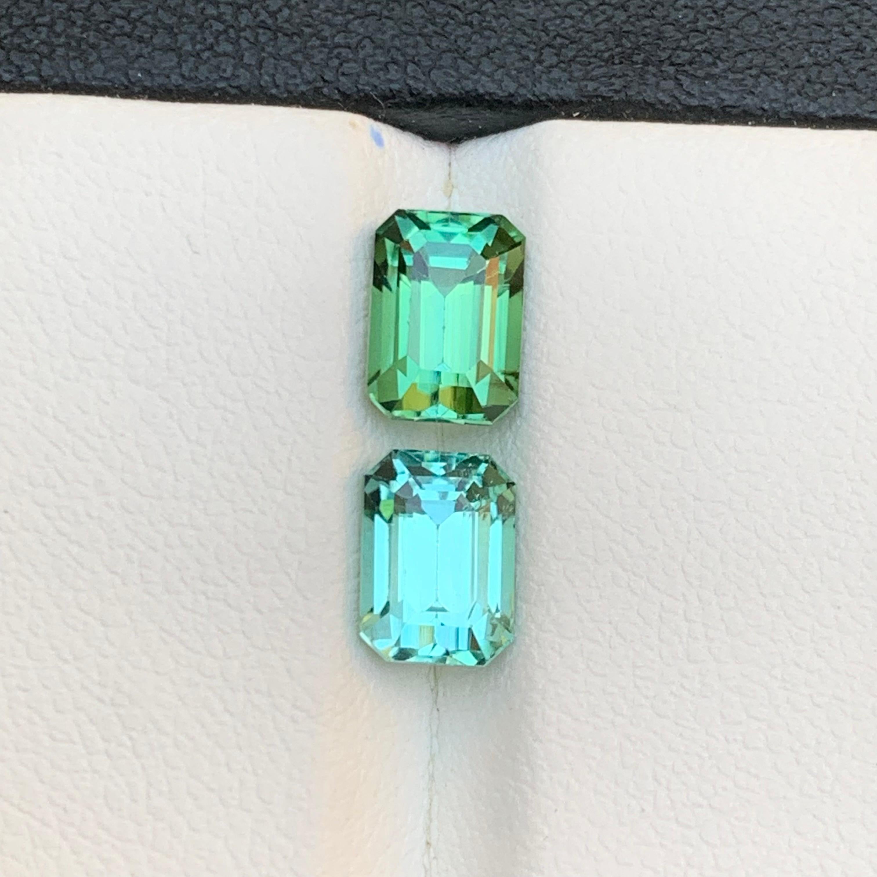 Gemas sueltas de turmalina natural verde vibrante y verde seafoam 3,90 Ct-Joyas en Nuevo estado para la venta en Peshawar, PK