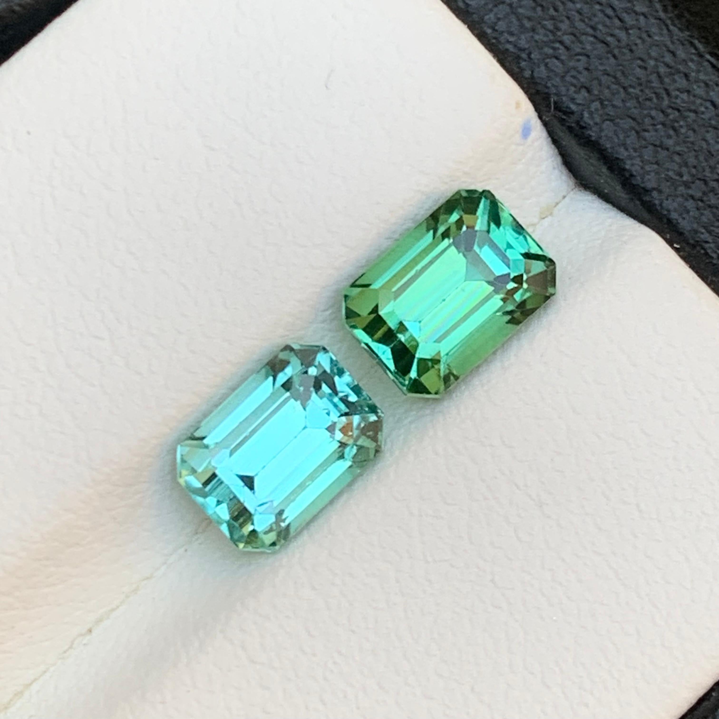 Femenino o masculino Gemas sueltas de turmalina natural verde vibrante y verde seafoam 3,90 Ct-Joyas en venta