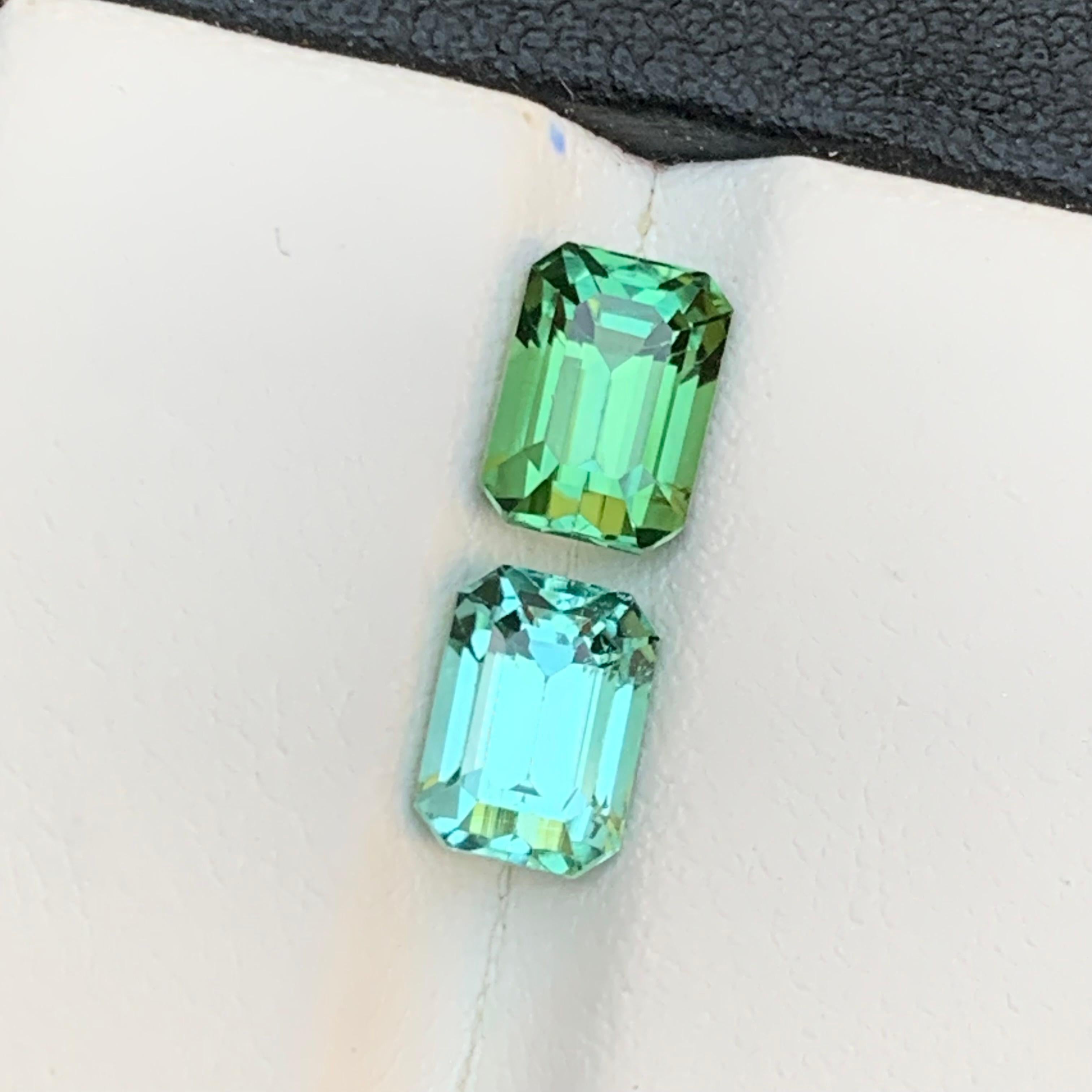 Gemas sueltas de turmalina natural verde vibrante y verde seafoam 3,90 Ct-Joyas en venta 1