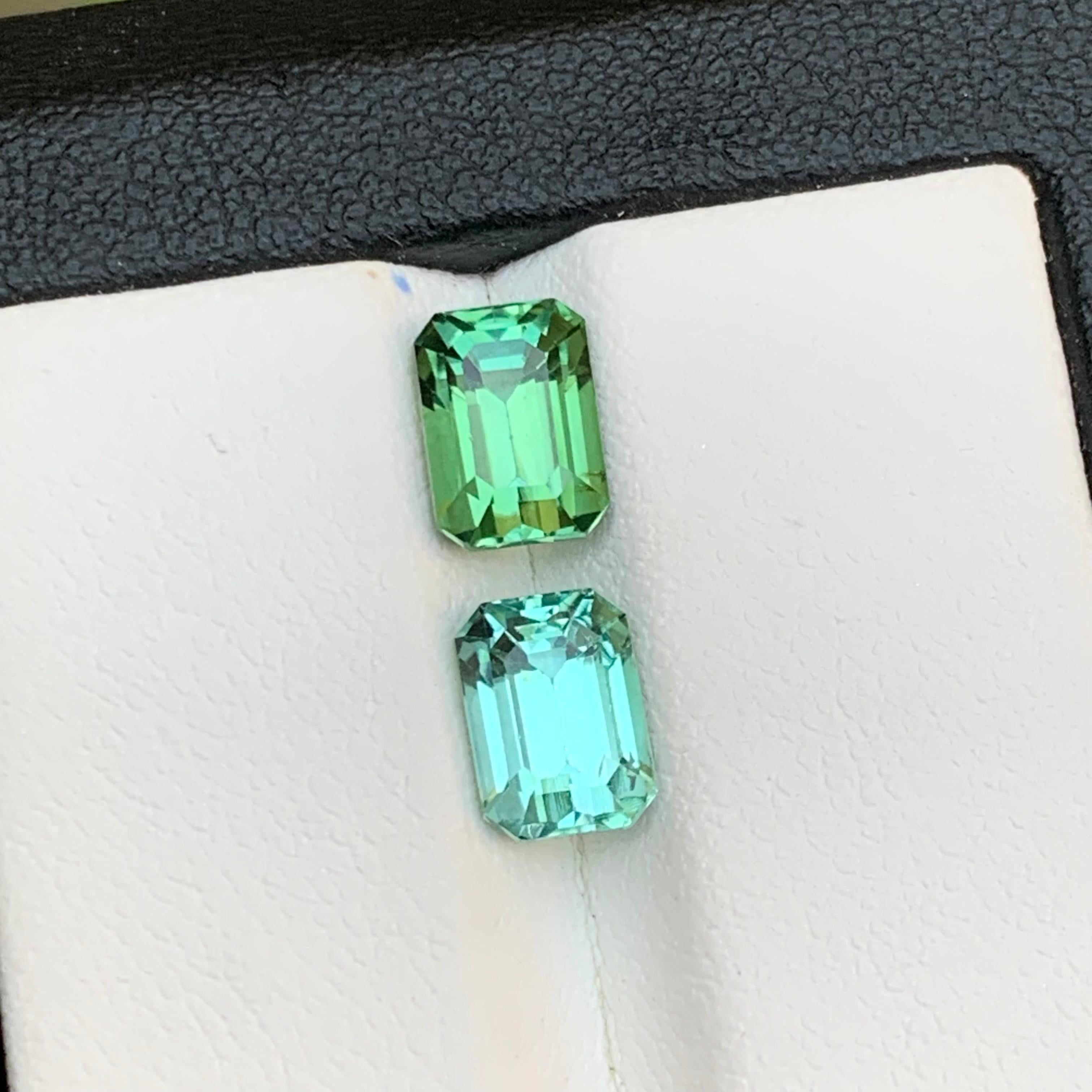 Gemas sueltas de turmalina natural verde vibrante y verde seafoam 3,90 Ct-Joyas en venta 2