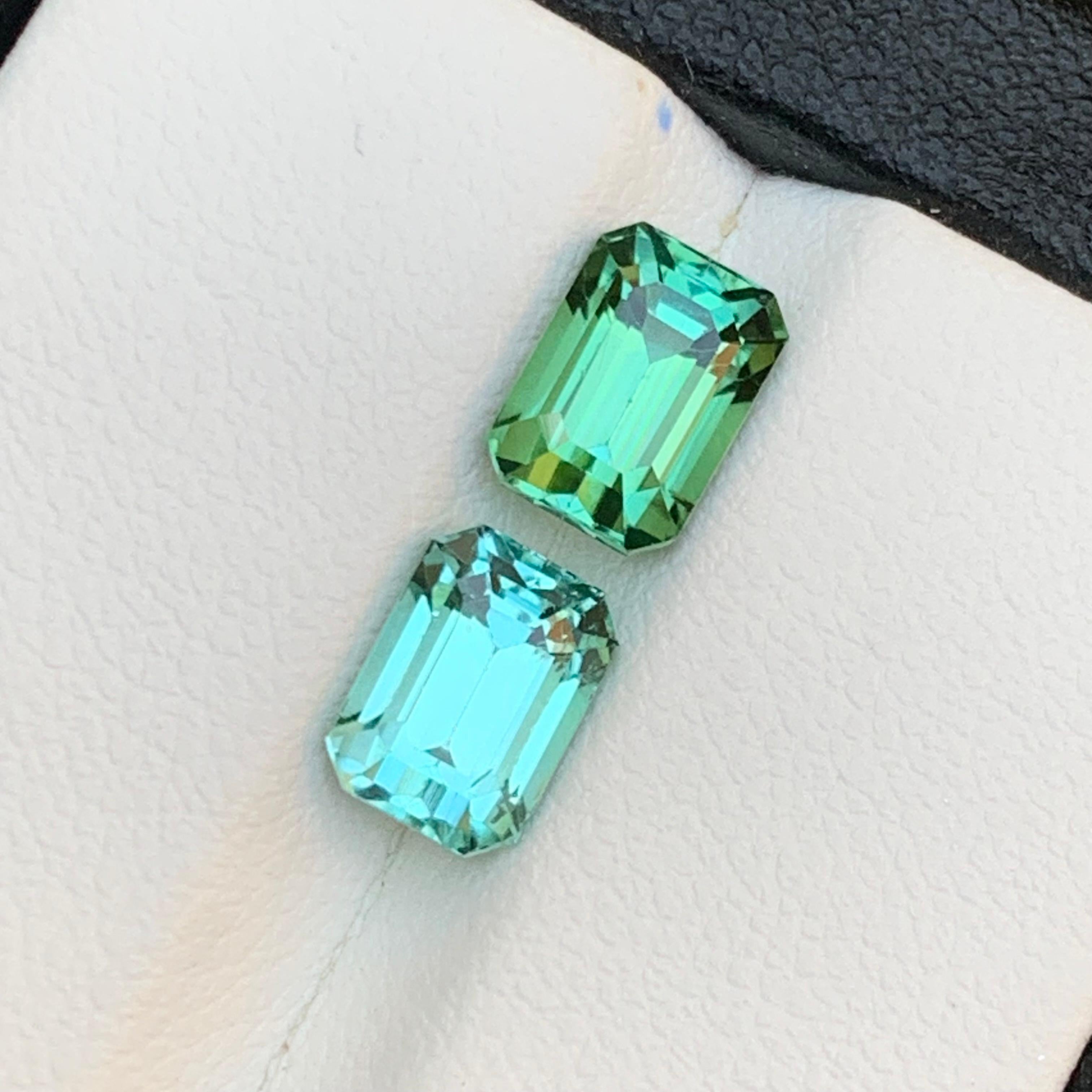 Gemas sueltas de turmalina natural verde vibrante y verde seafoam 3,90 Ct-Joyas en venta 3