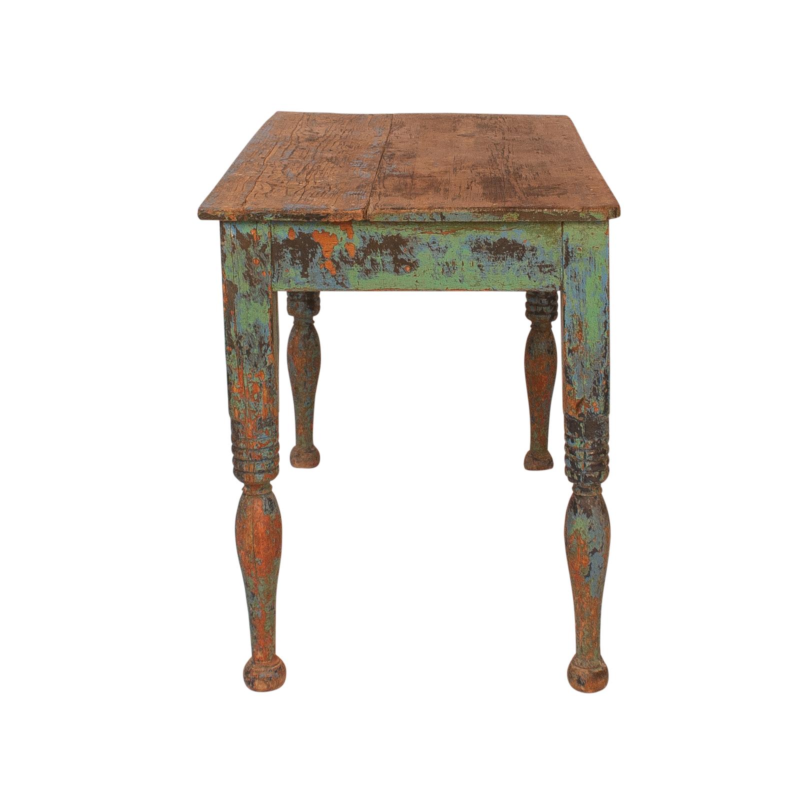 Country Vibrant green Spanish Colonial Work Table, circa 1880