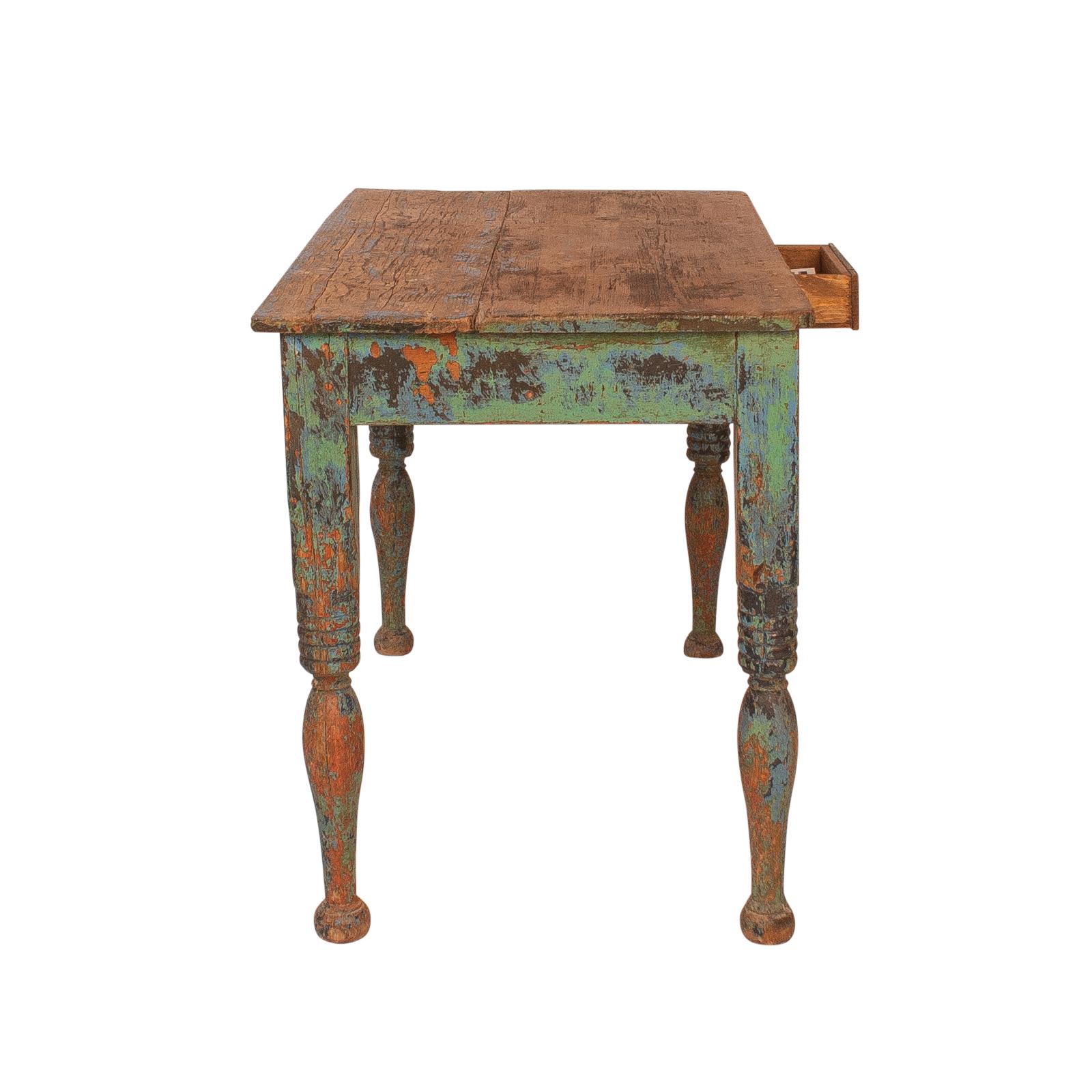 Central American Vibrant green Spanish Colonial Work Table, circa 1880