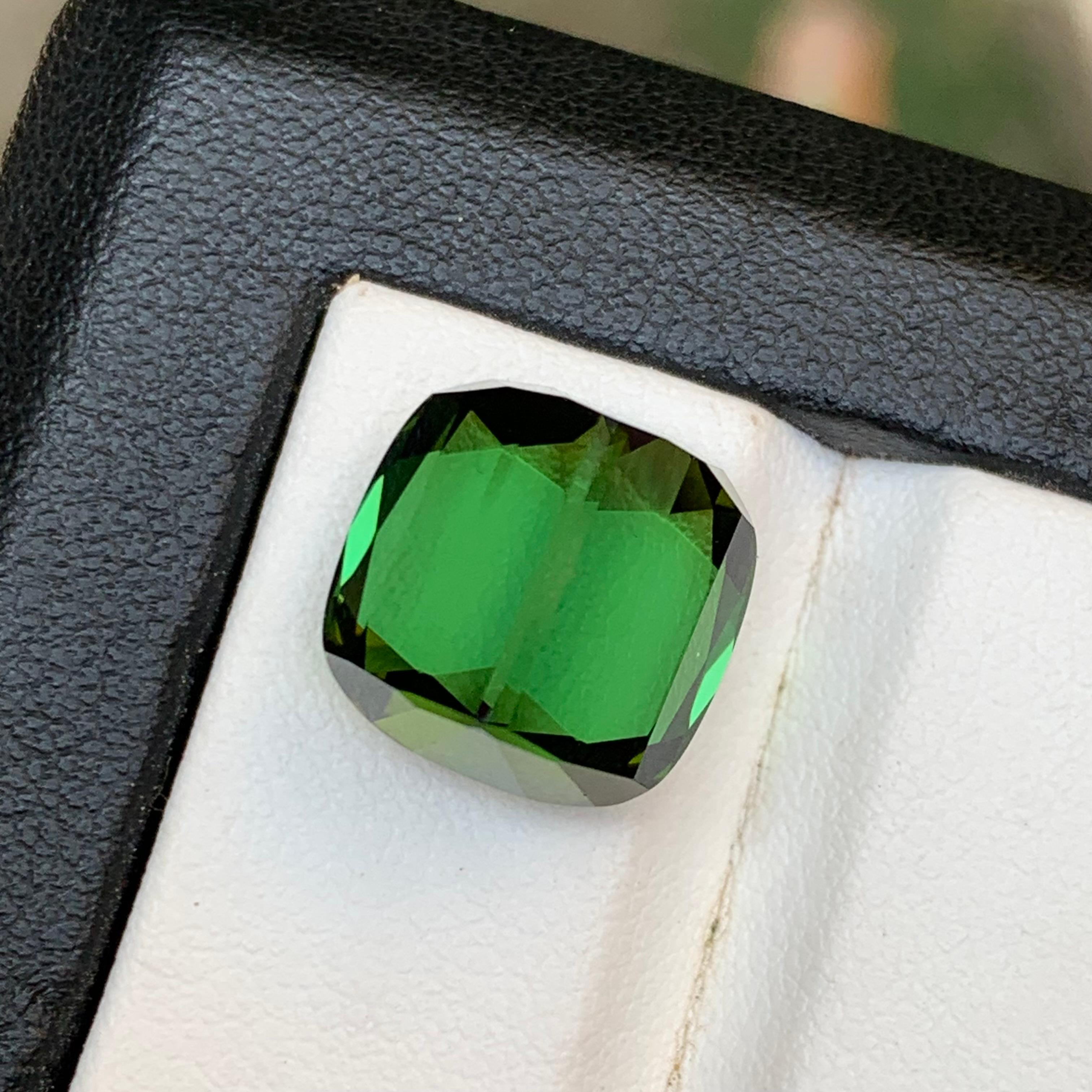 Lebendiger grüner Turmalin 12.50Ct Natürlicher loser Edelstein Cushion Cut-Ring-Schmuck im Angebot 1