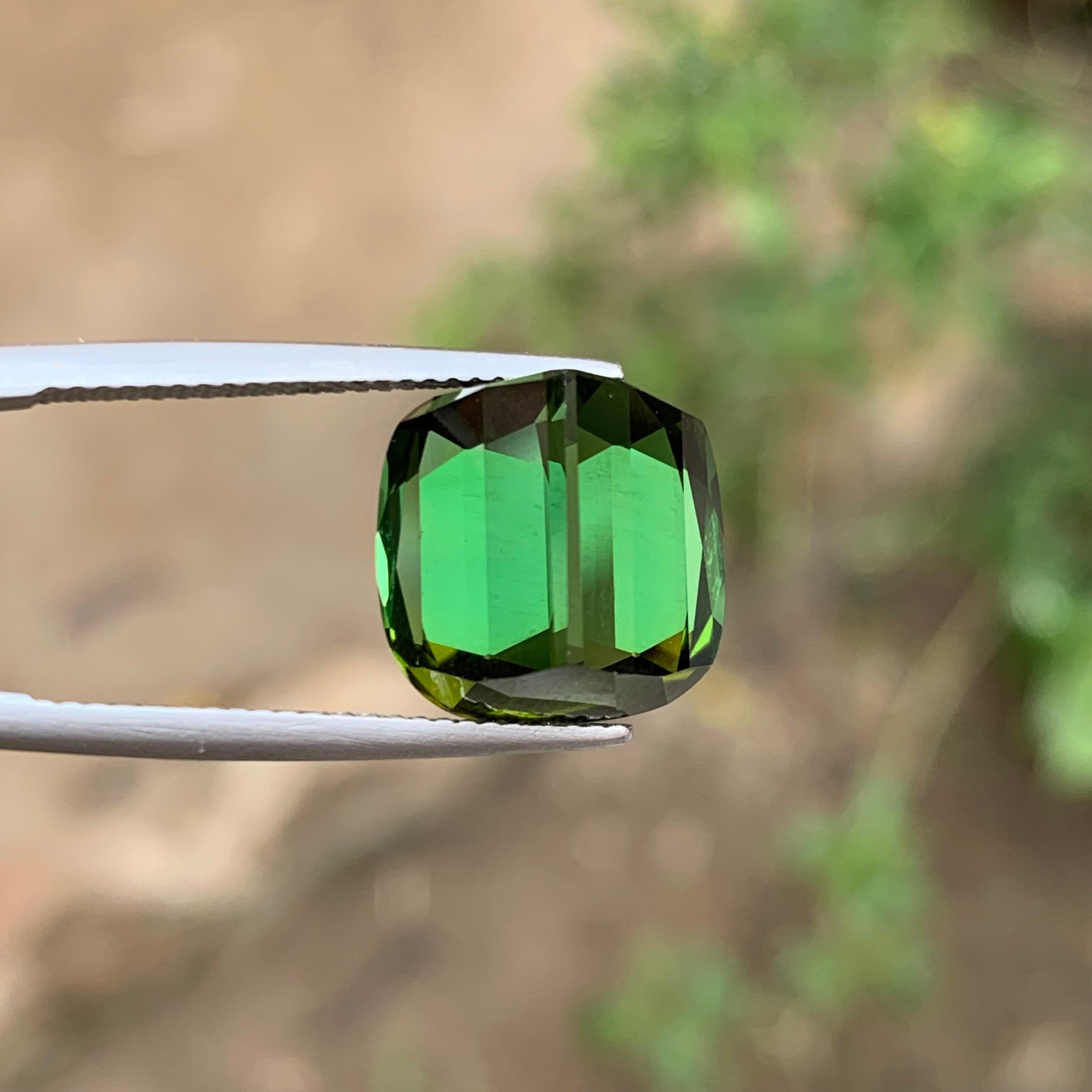 Lebendiger grüner Turmalin 12.50Ct Natürlicher loser Edelstein Cushion Cut-Ring-Schmuck im Angebot 3