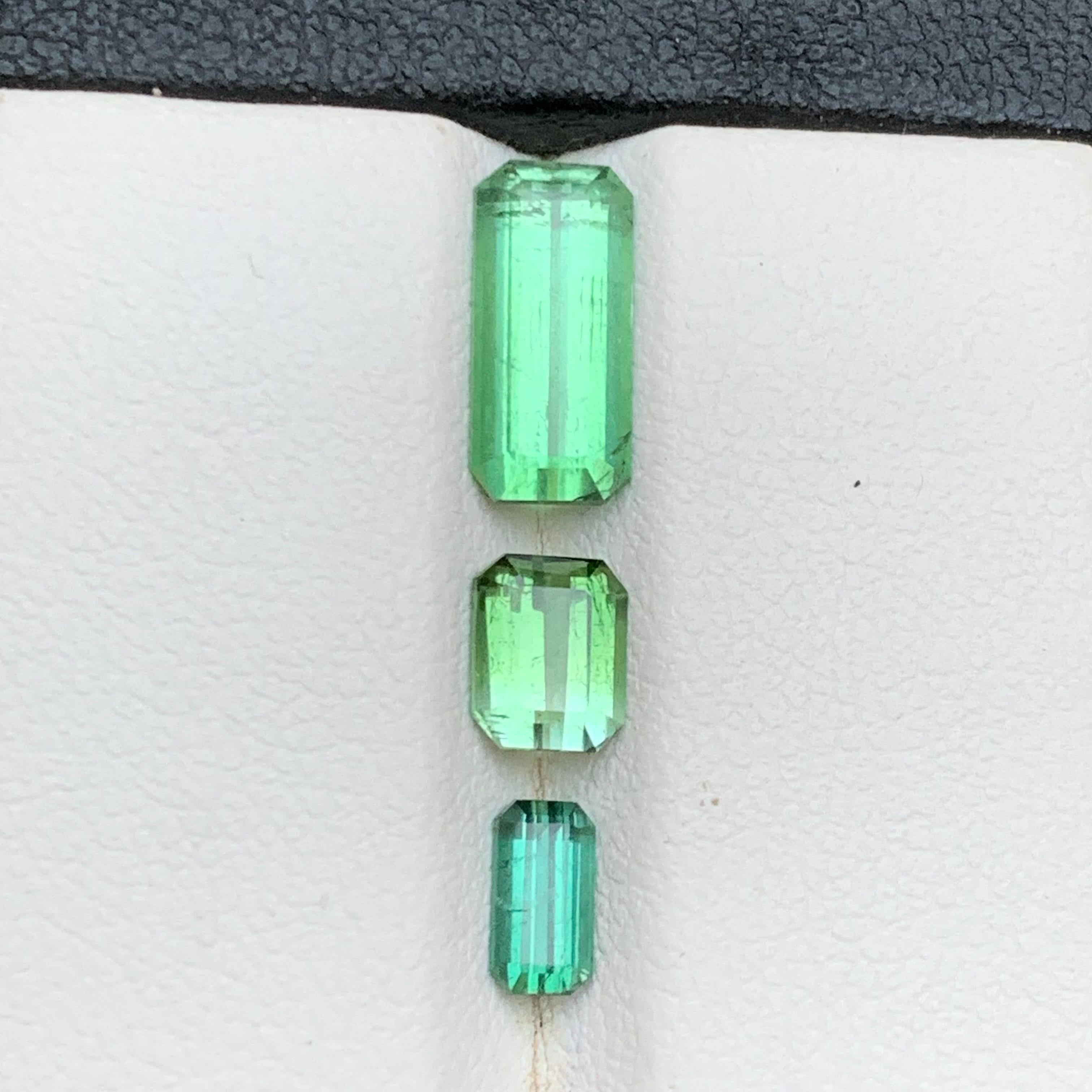 Turmalina verde vibrante 3,35 ct Corte esmeralda Piedra suelta en paquete para joyería en venta 2