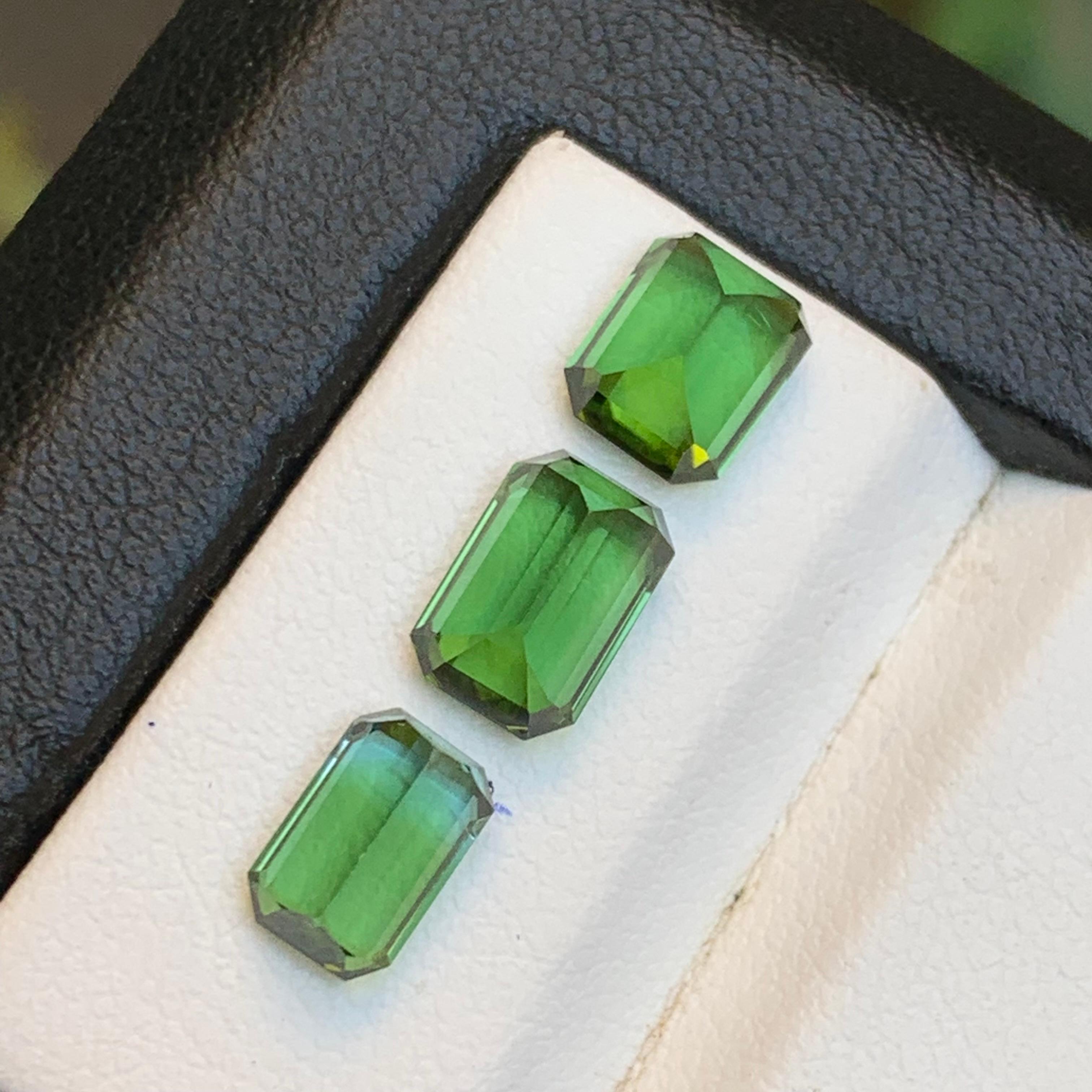 Femenino o masculino Turmalina verde vibrante 4.83 ct Corte esmeralda Piedra suelta en paquete para joyería en venta