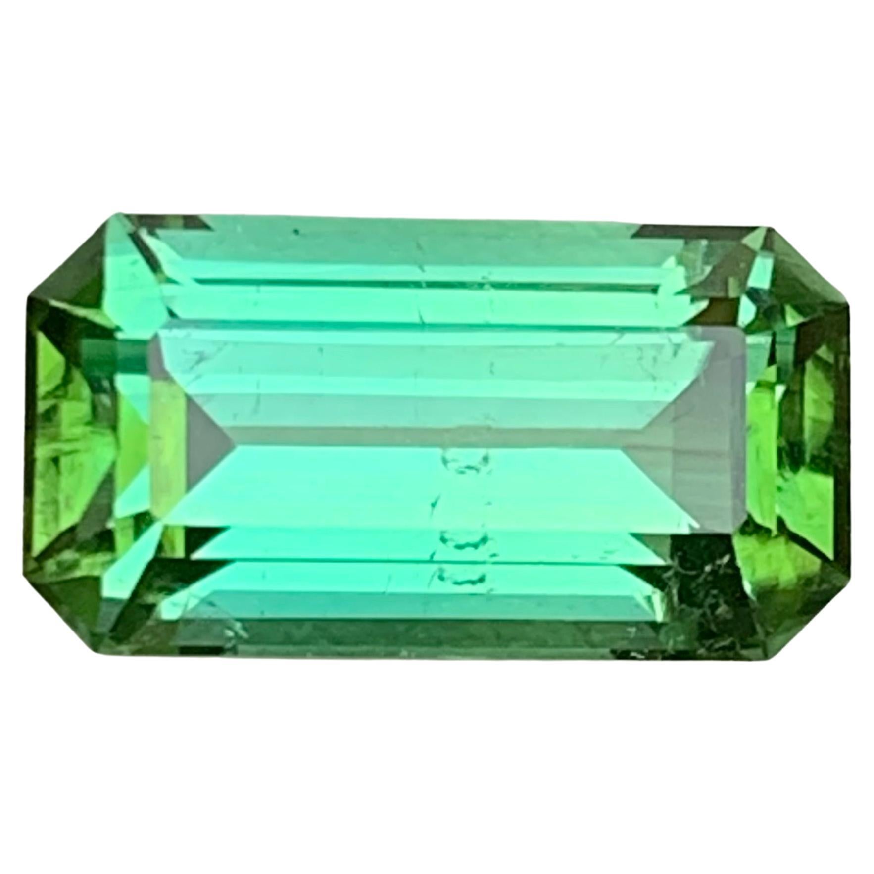 Vibrant Green Tourmaline 4.91 Carat Emerald Cut Natural Loose Gemstone for Ring