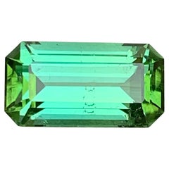 Vibrant Green Tourmaline 4.91 Carat Emerald Cut Natural Loose Gemstone for Ring