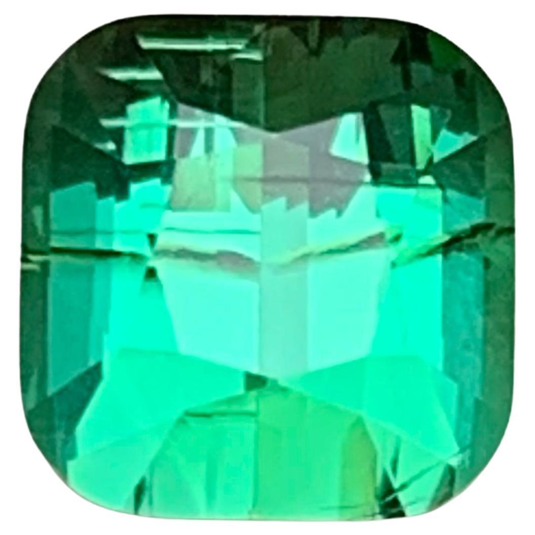 Vibrant Green Tourmaline 5.45 Carat Cushion Cut Natural Loose Gemstone for Ring For Sale