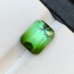 Vibrant Green Two Tone Natural Tourmaline 4.16 Carat Cushion Cut Loose Gemstone