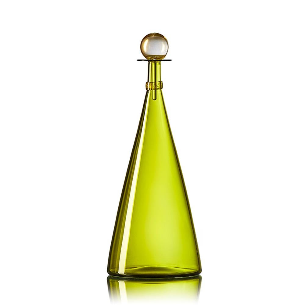 American Set of Three Blown Glass Bottles in Vibrant Jewel Tones by Vetro Vero For Sale