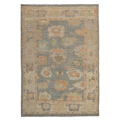 Vibrant Handmade Floral Oushak Rug