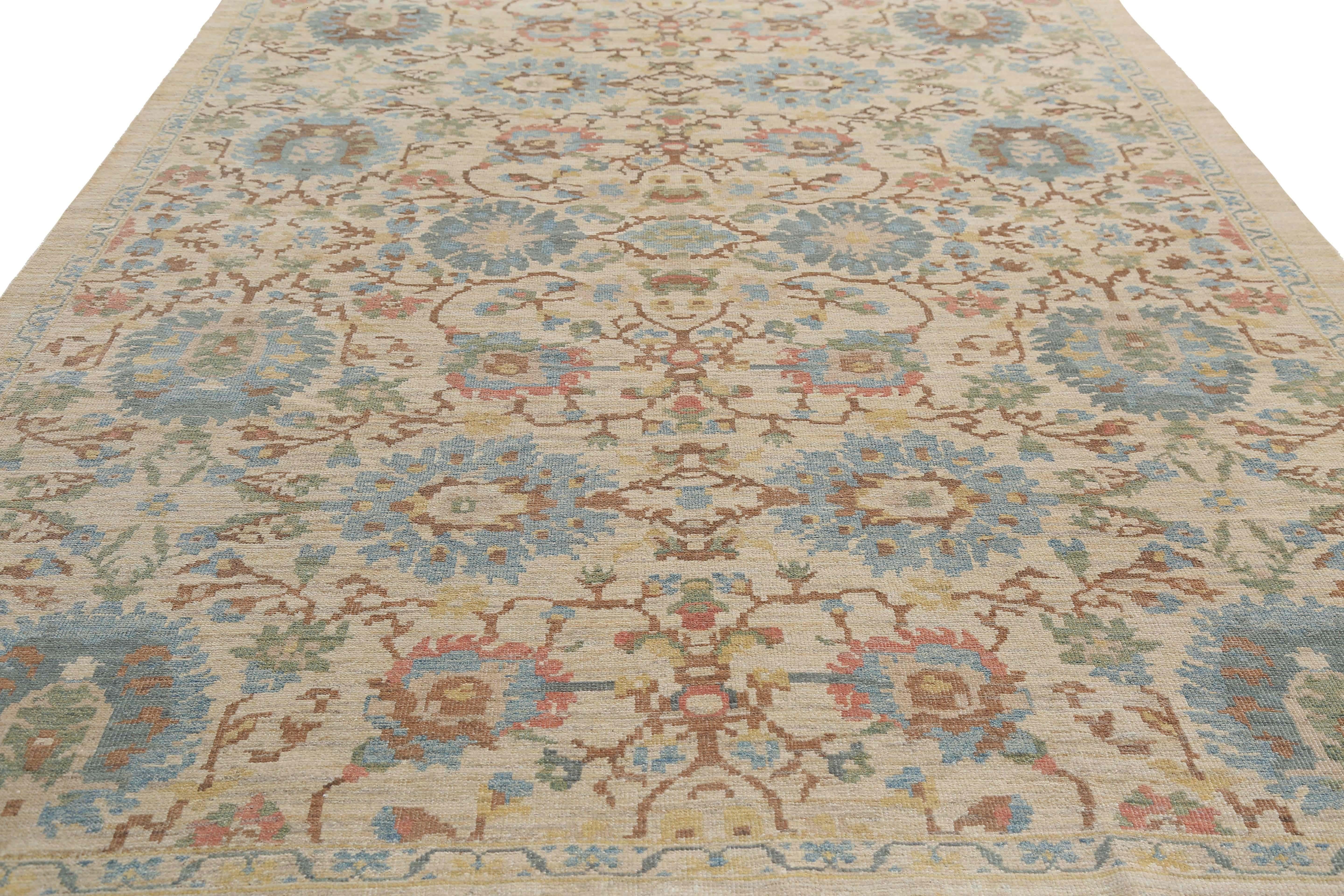 Wool Vibrant Handmade Floral Sultanabad Rug For Sale