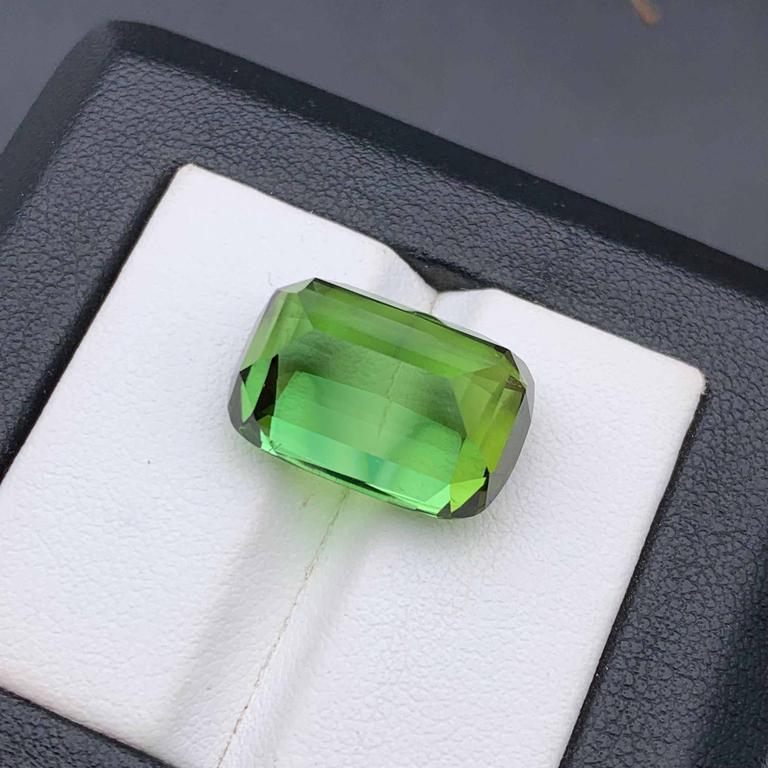 Pendentif taille coussin 16,70 carats en tourmaline naturelle verte intense et vibrante en vente 6