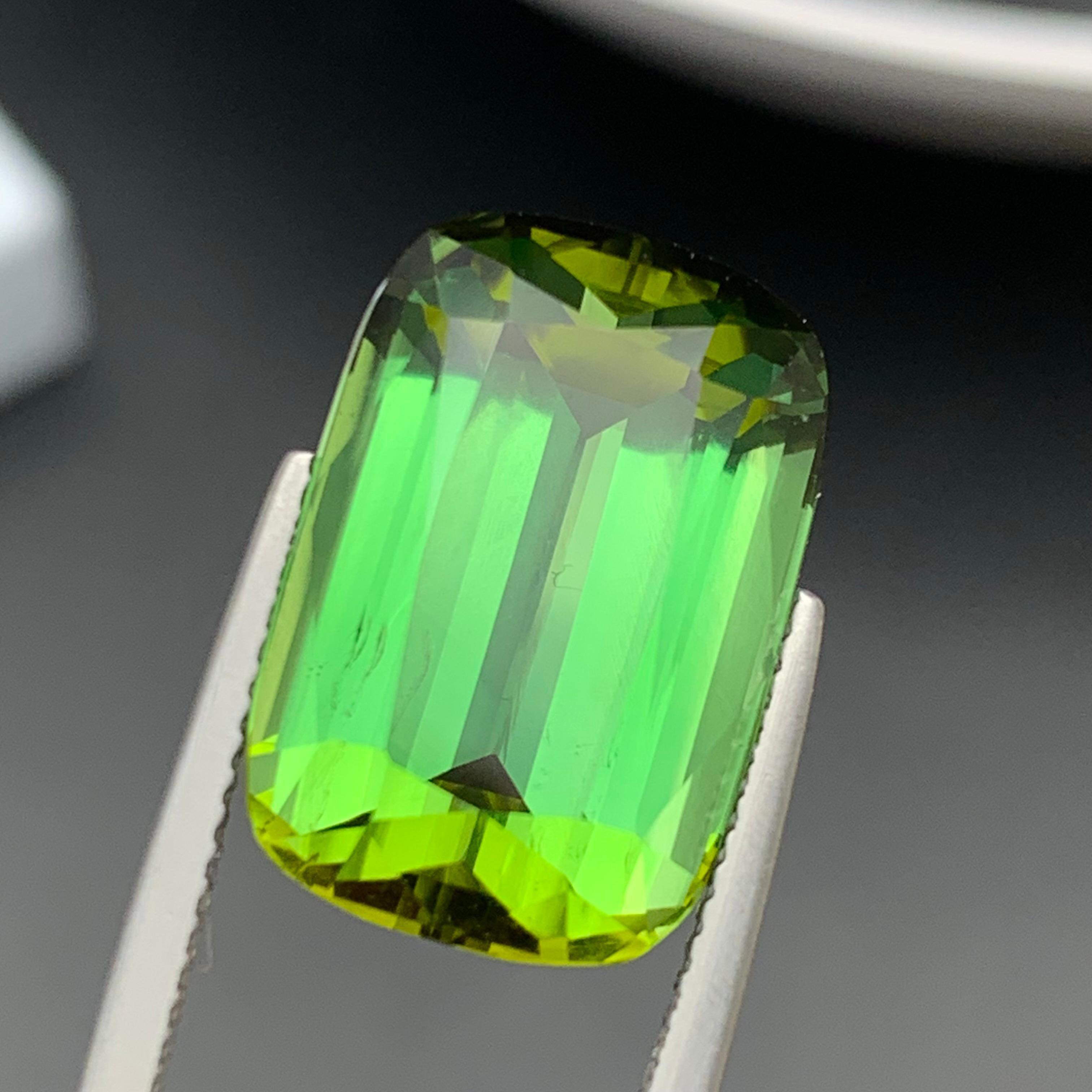 Contemporain Pendentif taille coussin 16,70 carats en tourmaline naturelle verte intense et vibrante en vente