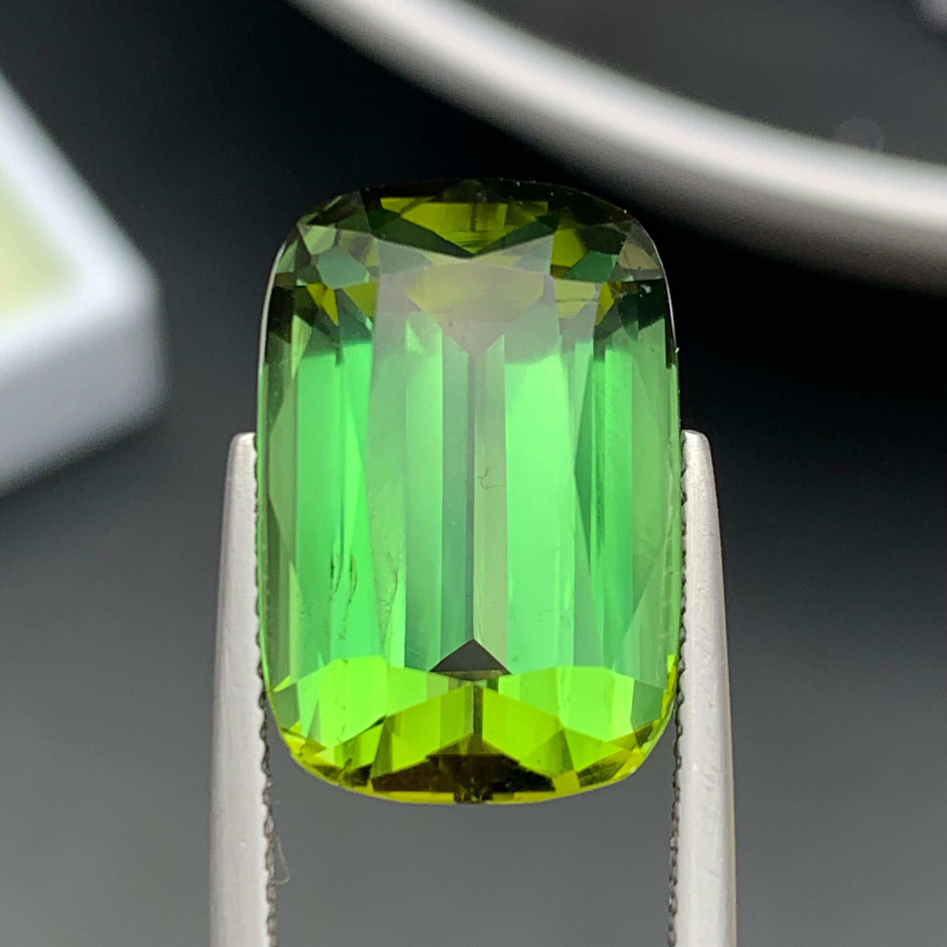 Pendentif taille coussin 16,70 carats en tourmaline naturelle verte intense et vibrante Unisexe en vente