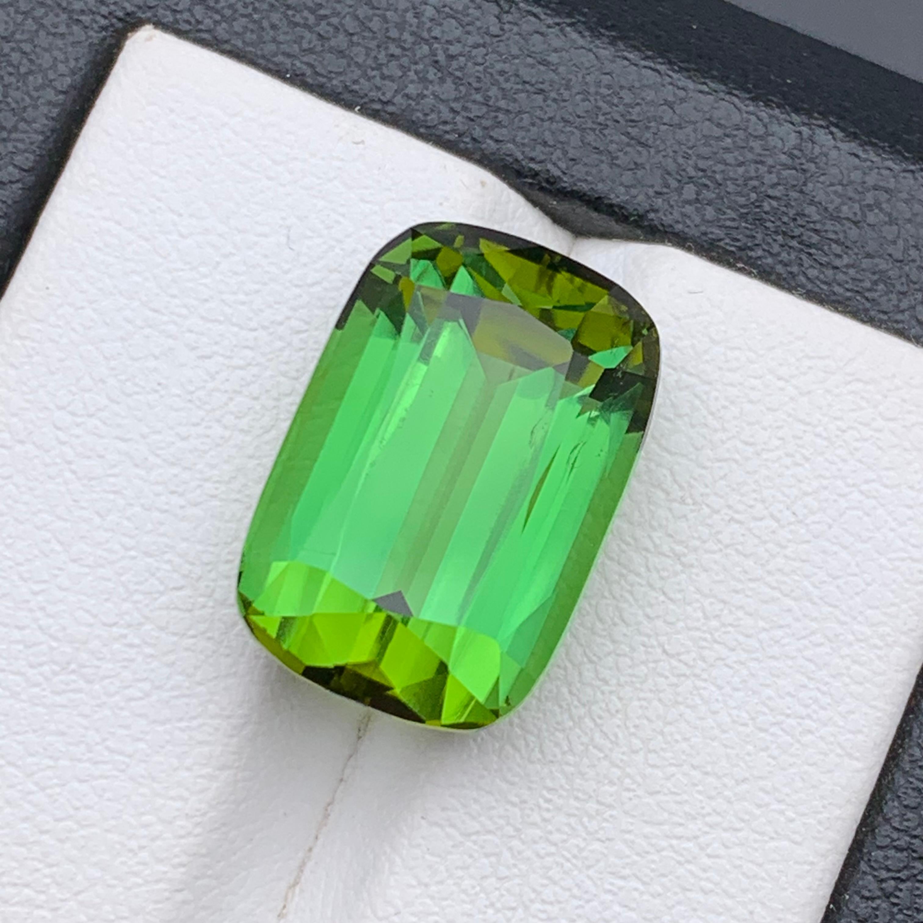 Pendentif taille coussin 16,70 carats en tourmaline naturelle verte intense et vibrante en vente 2