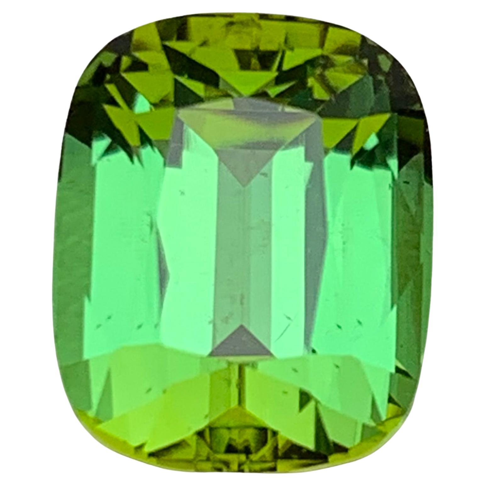 Vibrant Intense Green Natural Tourmaline Pendant Loose Gemstone 6.70 Ct Cushion