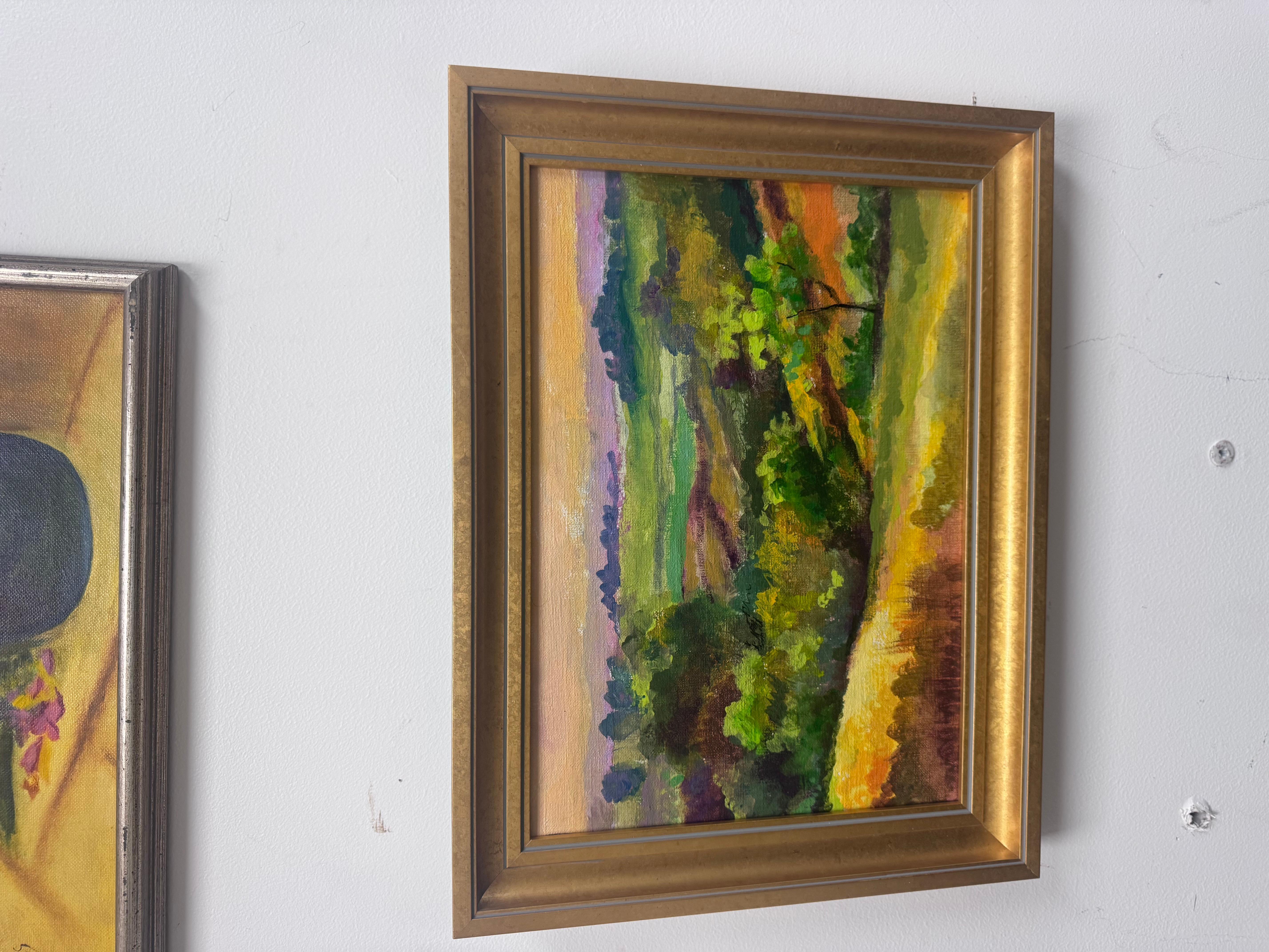 Vibrant Landscape Oil on Board by E.M. Kaufman - Framed en venta 1