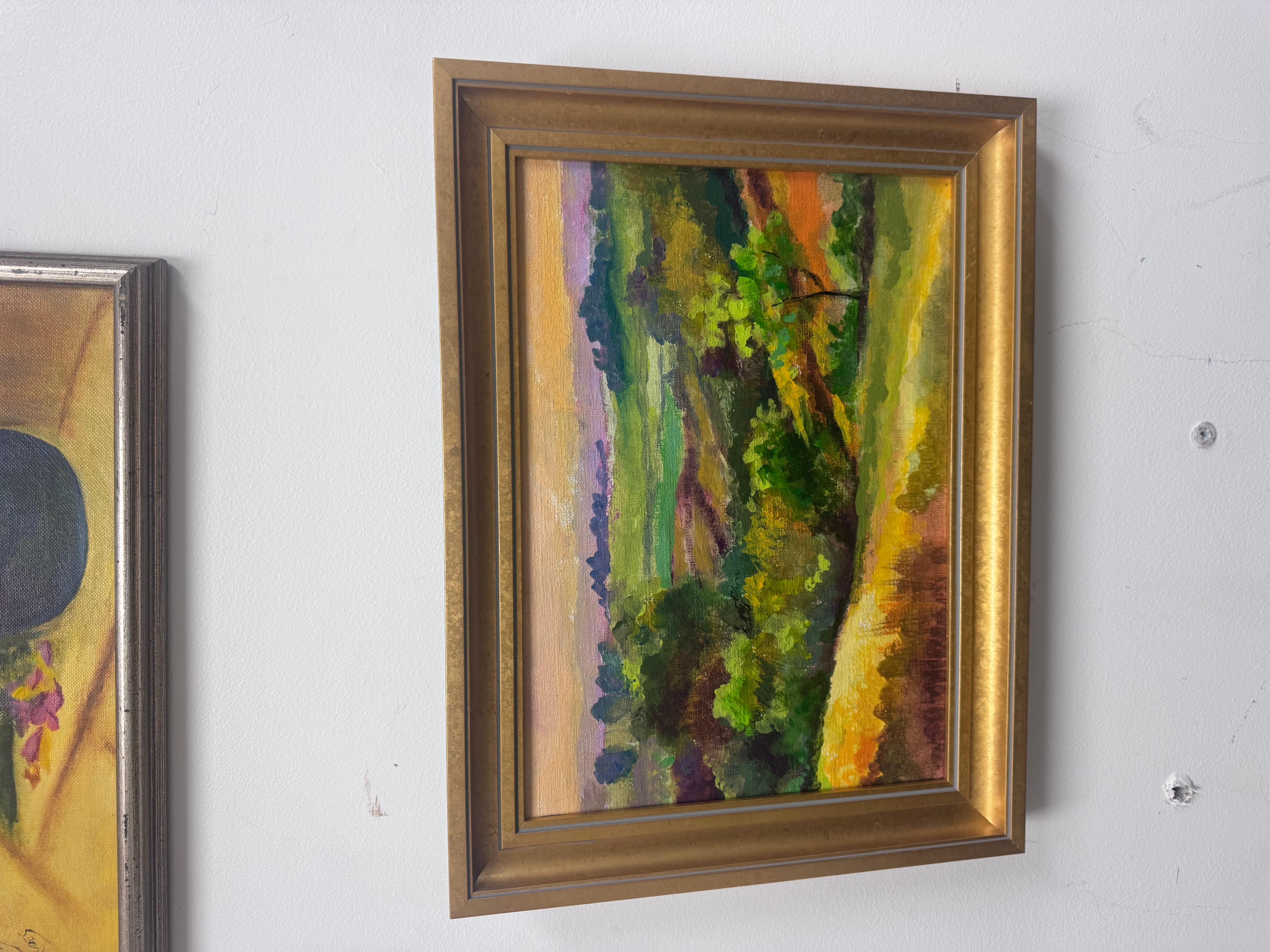 Vibrant Landscape Oil on Board by E.M. Kaufman - Framed en venta 2