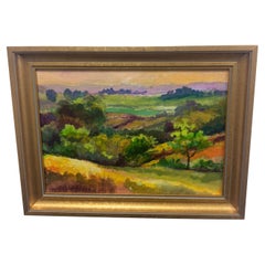 Vibrant Landscape Oil on Board by E.M. Kaufman - Framed