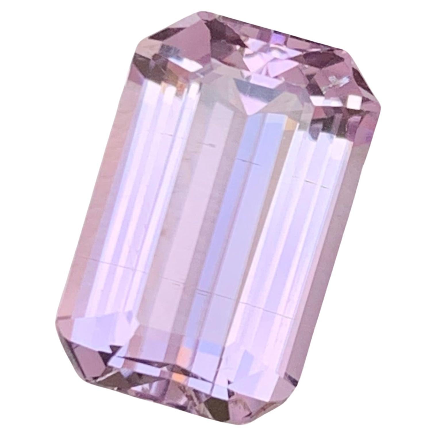Vibrant Lilac Pink Natural Kunzite Ring Loose Gemstone 9.40 Ct Emerald Cut Jewel