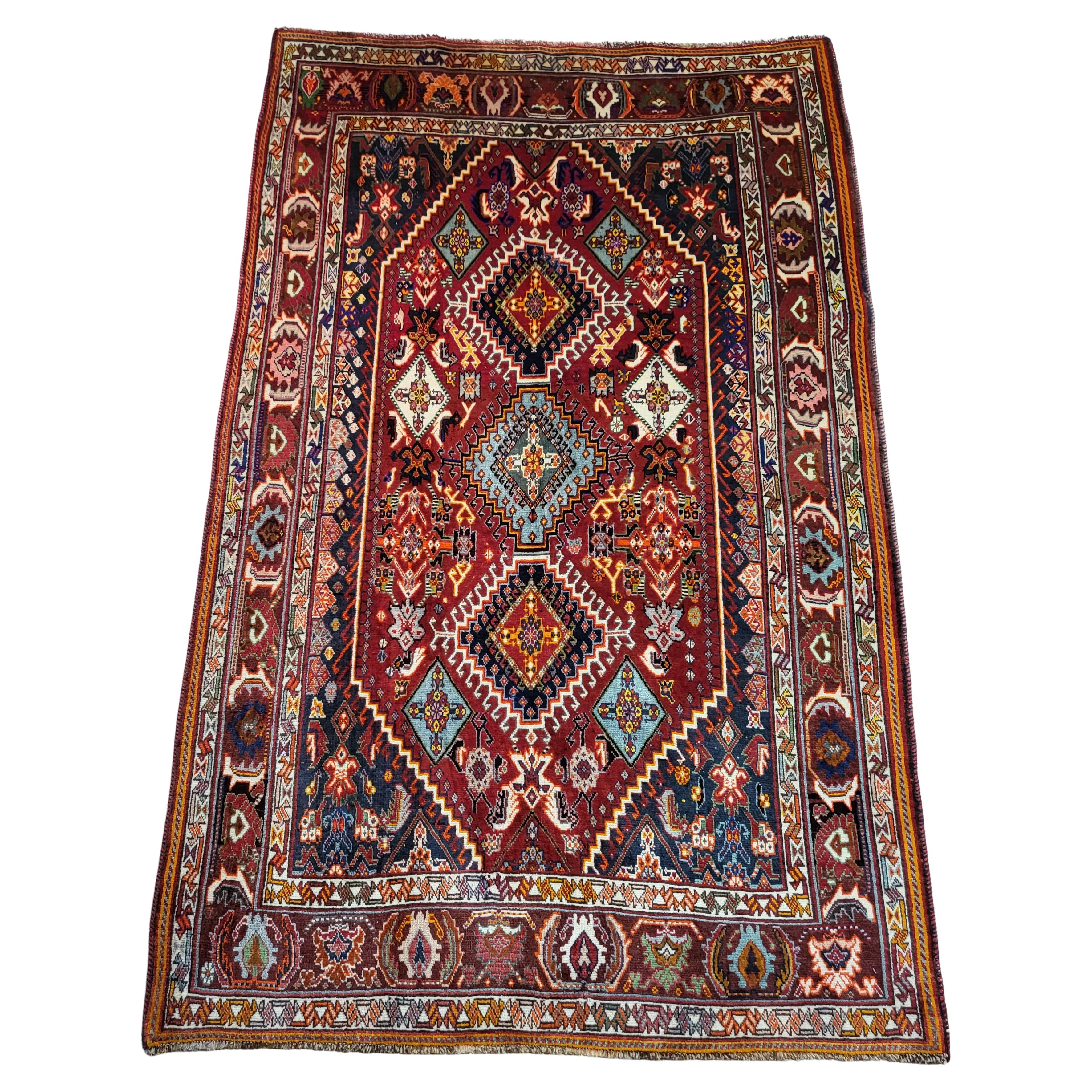 Leuchtender Kashkooli / Qashqai, persischer Stammes-Teppich aus der Mitte des 20. Jahrhunderts – PRG Exklusiv