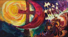 Vibrant Mid-Century Modern Abstract Painting, American 1960s-1970s