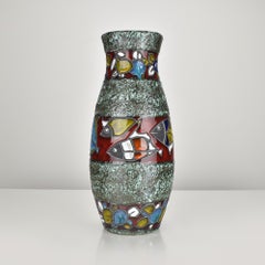 Vibrant Mid-Century San Marino Sgraffito Vase with Colorful Fish Motifs
