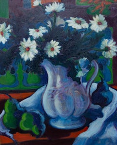 Vibrant Mid Century Summer Still Life Oil Painting Dated 1975